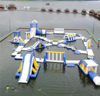 L'eau flottante gonflable commerciale de parc gonflable d'île flottante de l'eau avec le château de glissière