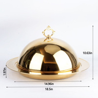 Plateau de service en acier inoxydable de 18,5 pouces avec couvercle, plat à nourriture de 47 cm pour hôtel, restaurant, dessert, steak, pâtes, apéritif, plats de dîner