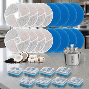 Système de filtration triple, filtres de remplacement, ensemble de 8 pièces pour fontaines à eau de 74 oz avec réservoir en acier inoxydable et nettoyage - Product Image 4