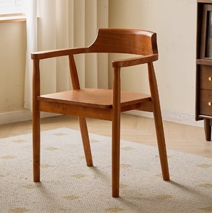 Chaise de cuisine en bois style farmhouse, chaises de salle à manger modernes du milieu du siècle, naturelles - Product Image 6