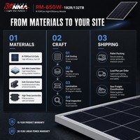 Panneau solaire bifacial TOPCon de type N 650W 182R 132 cellules pour le développement de projets de production d'énergie solaire en Asie du Sud-Est