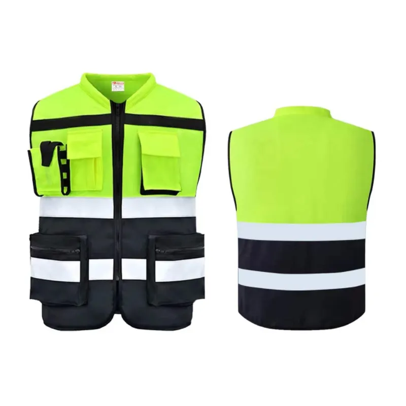 WANXIAO Gilets de sécurité réfléchissants haute visibilité Gilet de construction routière avec poches fonctionnelles