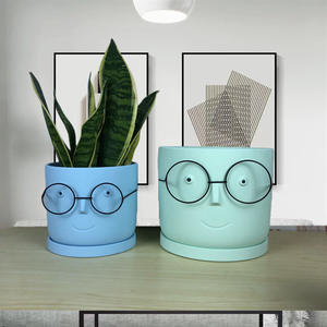 Maceta de Arcilla Pintada a Mano <span class=keywords><strong>con</strong></span> Diseño Europeo y Bandeja - Product Image 4