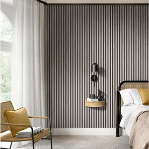 Panel de pared moderno de madera de nogal sintético con LED, diseño cuadrado, flexible, con orificios, BC-902, giratorio, aislante térmico e insonorizado - Product Image 2