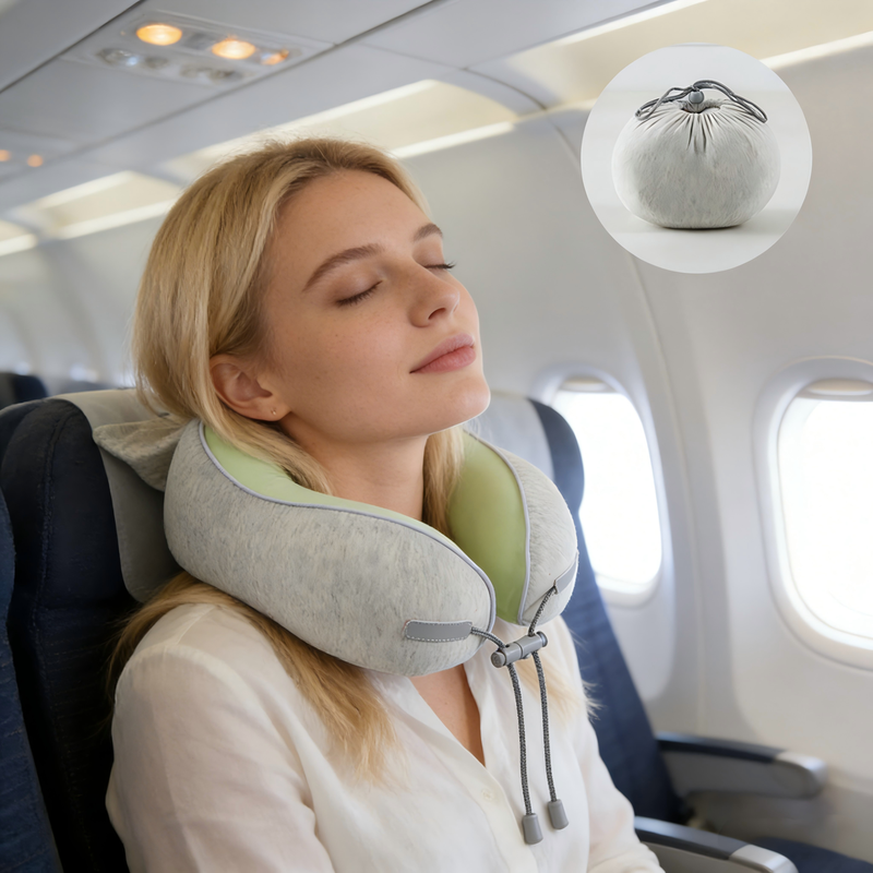 Adjustable Drawstring U Neck Pillow Memory