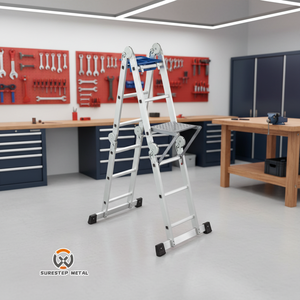 Pliable, certifié EN131 	 Échelle escamotable multifonctionnelle en aluminium légère et peu encombrante pour le nettoyage domestique et le bricolage - Product Image 1