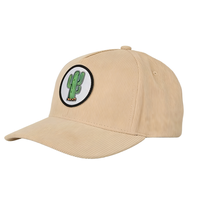 Casquette de baseball OEM 5 panneaux réglable, sportive et de haute qualité, en velours côtelé, avec logo brodé personnalisé, vente en gros