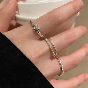 S925 Sterling Silver Heart Shaped Plain Band <b>Ring</b> For Women Minimalist Design Adjustable Index Finger <b>Ring</b> Everyday Wear - Product Image 1