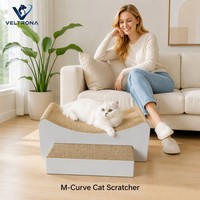 M Curve Griffoir pour chat et mobilier de détente incurvé en carton ondulé, deux pièces, pour intérieur, vente en gros