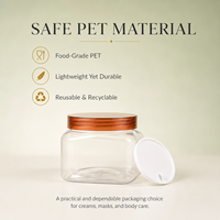 Tarro Plano Bajo de PET de 500g con Cuello de 89mm, Apertura Extra Ancha de 92.5mm, Logotipo Personalizado OEM, MOQ Bajo, Envase de Plástico para Mantequilla Corporal, Mascarilla Capilar y Exfoliante