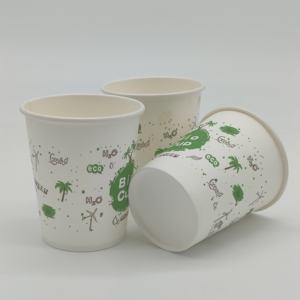 Taza de café desechable ecológica de 8oz de pared simple con revestimiento de PLA y diseño en relieve de tapa para vino y café - Product Image 5