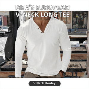 T-shirt Henley à manches longues pour homme, boutonné, décontracté, grande taille - Product Image 2