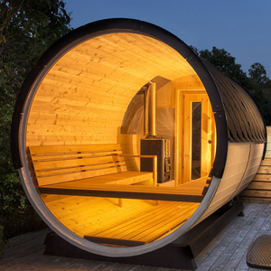 Sauna en bois massif de cèdre rouge pour l'extérieur, moderne, en forme de tente, avec chauffage infrarouge au carbone, capacité 8/6/4/2 personnes, électrique/à bois - Product Image 1