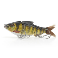NOUVEAU Leurre de pêche artificiel en métal articulé avec queue en soie plastique, 130 mm, 32 g, trois sections, yeux 3D, hameçons pivotants, fabriqué en usine