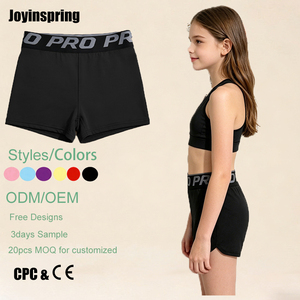 Shorts de Yoga Elásticos Negros de Cintura Alta para Niña, <span class=keywords><strong>Pantalones</strong></span> <span class=keywords><strong>Cortos</strong></span> de Gimnasia para Niña - Product Image 1