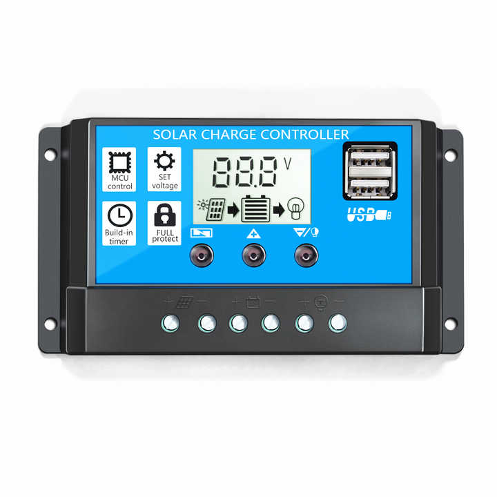 10A 20A 30A PWM Solar Charge Controller 12V/24V Solar Regulator