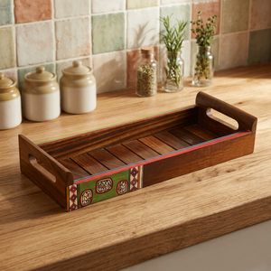 Plateau de service en bois artisanal de haute qualité, respectueux de l'environnement, compatible lave-vaisselle et micro-ondes, finition thermolaquée B.S INTERNATIONAL - Product Image 1