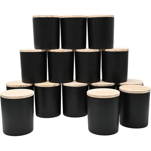 Commercio all'ingrosso OEM 8oz 10oz 14oz vetro nero opaco barattoli di candela con coperchio rifinito colorato candele recipienti 500ml di capacità per natale - Product Image 4
