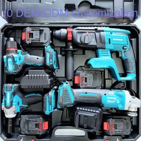 Ensemble de quatre pièces : marteau rechargeable au lithium, meuleuse d'angle, perceuse électrique, outil à déclenchement à vitesse variable, adapté au bricolage
