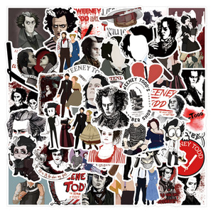 55 autocollants graffiti classiques du film Sweeney Todd pour décorer téléphone et réfrigérateur, autocollants gothiques <span class=keywords><strong>Tim</strong></span> <span class=keywords><strong>Burton</strong></span> - Product Image 1