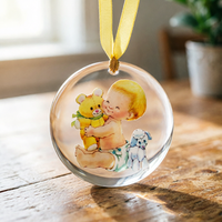 Runde Bedruckte Kristall-Weihnachtsdekoration, Neugeborenen-Ankündigung, Festliche Weihnachts-Hängedekoration