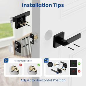 Set Maniglia e Serratura per Porta con Chiave, Nero Opaco, Resistente, per Ingresso Esterno, Camera da Letto, Bagno, Porta d'Ingresso, Ufficio - Product Image 3