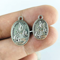 Pendentif en métal double face en argent vieilli, médaille catholique Saint Michel et Ange Gardien, pour la fabrication de colliers de chapelet et de bijoux