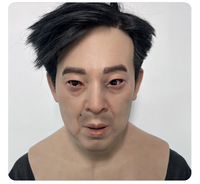 Masque en silicone pour tête chauve à double menton, masque de déguisement de qualité cinématographique pour toute la tête avec texture de peau réaliste pour le cosplay et les farces