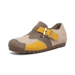 Chaussures décontractées pour femmes en cuir de vachette multicouche, multicolores, légères et polyvalentes, confortables pour un usage quotidien, style rétro. - Product Image 1