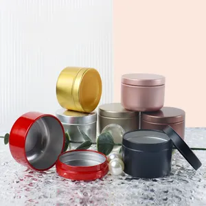 Vente en gros de pots métalliques de crème cosmétique vides colorés personnalisés de 50g boîtes en aluminium de 50ml pour bougie de thé