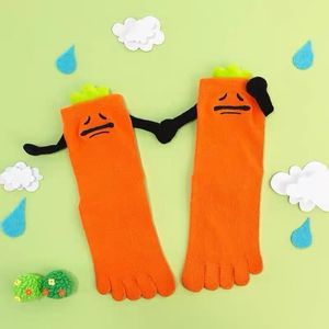 Five-<b>Finger</b> <b>Socks</b> Mid-Calf Unisex Breathable Sweat-Absorbing Cartoon Carrot Design Youth <b>Socks</b> - Product Image 1