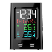 Horloge de table intelligente avec double charge USB, radio ABS, thermomètre et hygromètre pour salon, cuisine, bureau, chambre à coucher