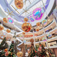 Boule miroir de Noël gonflable personnalisée Ballon disco métallique brillant Sphère géante flottante en PVC Décoration de fête et d'événement Fourniture OEM