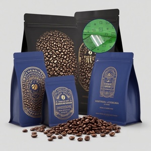 Bolsa de Café Personalizada con Impresión, de Aluminio Negro Mate, 100g 250g 500g 1kg 12 oz, con Fondo Plano de Plástico y Válvula - Product Image 3