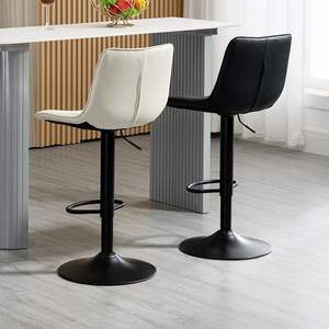 Tabouret de bar moderne avec dossier, hauteur réglable, structure métallique, pour usage domestique et commercial - Product Image 3
