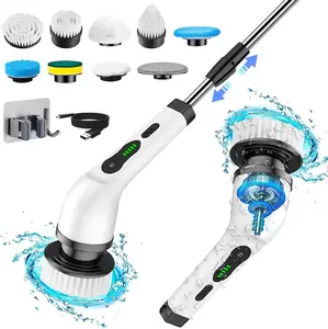 Wholesale 9-in-1 Electric Cleaning Brush Bathroom Extension Handle Spin Scrubber Cordless Cleaning Brushes