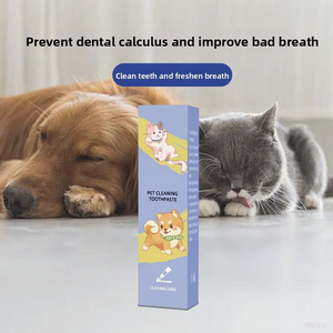 Cepillo de dientes moderno de plástico y goma para mascotas con pasta de dientes para perros y gatos, limpieza de dientes orales, eliminación de placa, solución para <span class=keywords><strong>mal</strong></span> <span class=keywords><strong>aliento</strong></span> - Product Image 6