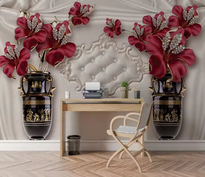 Mural de Diamantes Florales 3D de Lujo para Decoración de Interiores, Papel Tapiz de Estilo <span class=keywords><strong>Corte</strong></span> Europea, Decoración del Hogar - Product Image 2