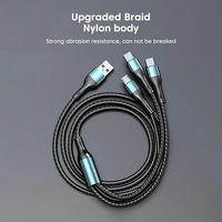 120W 3 en 1 Câble de charge rapide Cordon de chargeur de téléphone universel Câble de chargeur USB Type C pour téléphones iPhone Android