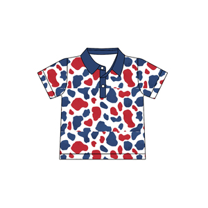 Polo à manches longues en coton et élasthanne respirant à imprimé camouflage pour enfants garçons, collection printemps-automne, 4 juillet - Product Image 3