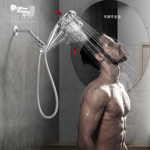 Cabezal de ducha de 7 funciones con pistola rociadora y amplificador de presión para juego de ducha de baño de hotel, redondo, cromado, duradero - Product Image 3