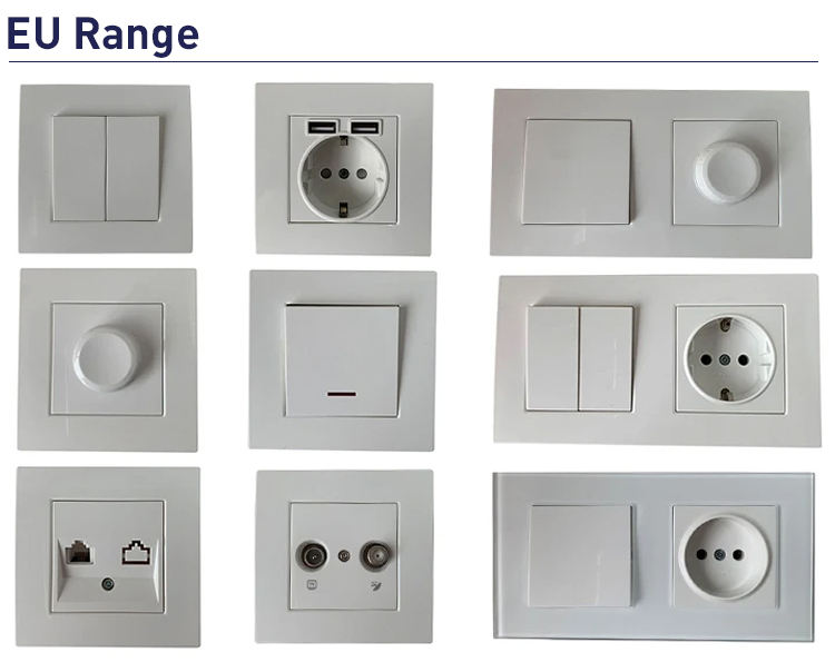VNX Wholesale Price EU Standard Switches Sockets New Arrival Double Socket Crystal Glass Panel Socket