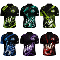 Jersey Bowling Pria V-neck Lengan Pendek Musim Panas Bahan Bernapas dengan Cetak Sport Cepat Kering dan Logo Depan (Custom Sublimasi)