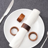 Anneaux de serviette en bois d'acacia ronds BST, porte-serviettes minimalistes en bois pour dîner, décoration de table à la maison et à l'hôtel