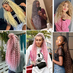 Arie Curl Hair 100g Water Wave Twist Crochet Hair Trenza sintética 22 pulgadas Extensiones de cabello trenzado de onda profunda - Product Image 6