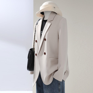 Off White Women's Blazer Solid Color Polyester Anti-Wrinkle Spring Autumn 2025 Professional Suit Jacket - Product Image 1