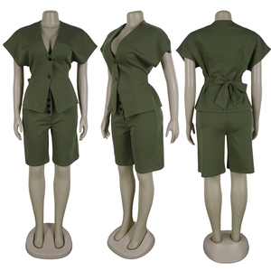 Conjunto de Blazer de Dos Piezas para <span class=keywords><strong>Mujer</strong></span> Channel Chic, <span class=keywords><strong>Traje</strong></span> de Blazer <span class=keywords><strong>con</strong></span> Botones de Manga Corta para Verano 2026, Conjunto de Blazer y Pantalones Cortos para Oficina y Negocios - Product Image 6