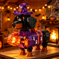 Kit de briques pour chien fantôme rayé effrayant, lanterne citrouille lumineuse, décoration d'Halloween à assembler soi-même