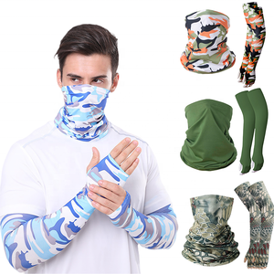 Camouflage couleur unie cyclisme masque facial ensembles Protection solaire bras manches en plein air multifonction sport manches - Product Image 3