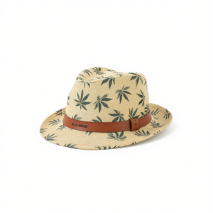 Sombrero Panamá de Paja Densa con Estampado de Palmeras y Banda de Cuero, 57, 58, 59 cm, para Hombres y Mujeres, Uso en Exteriores de Verano - Product Image 2